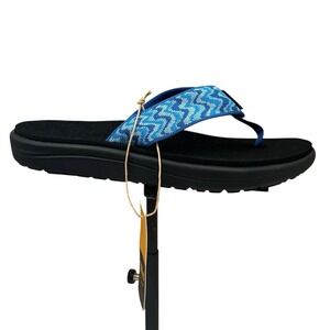 Teva Voya Girls Flip Flop Sandals Size 4 Blue Aqua Teal Black Quick-dry Fabric